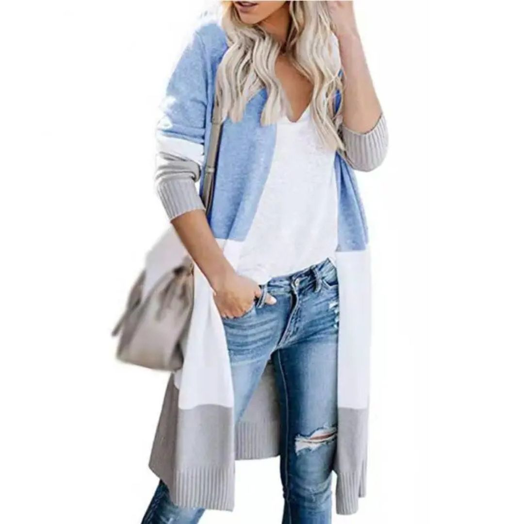 GR | Strickjacke mit Farbblock und offener Front