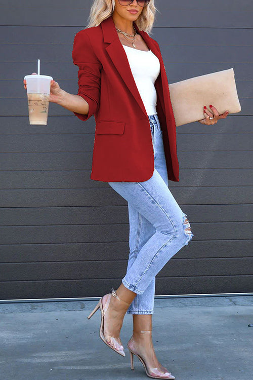 GR | Rosiedress Classic One-Button Back Slit Pocket Blazer