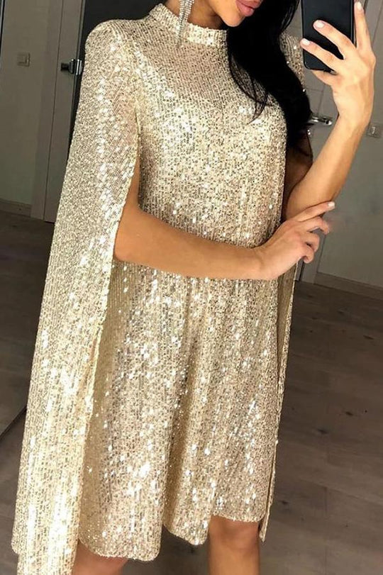 GR | Wine Me And Dine Me Sequin Cape Dress