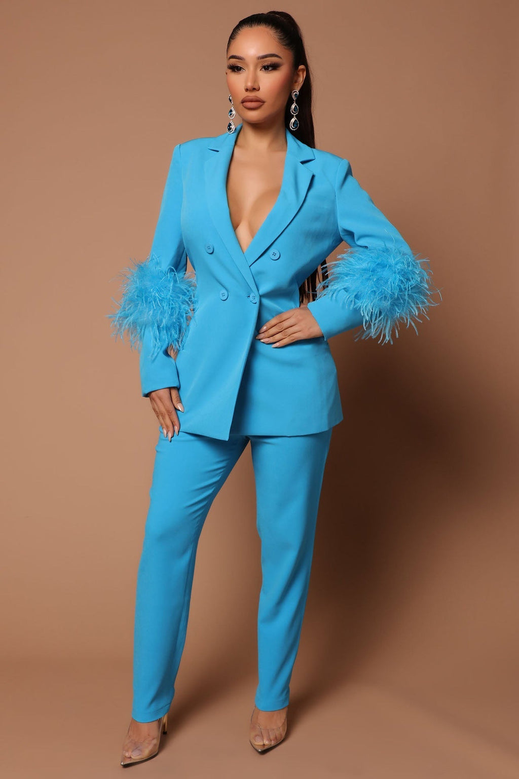 GR Two-piece ostrich fur lapel for women