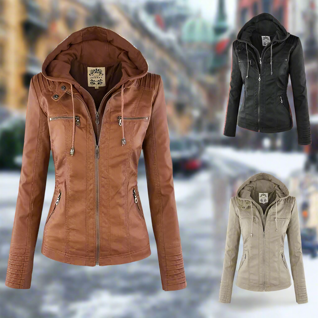 GR | Stylish and versatile leather jacket with hood