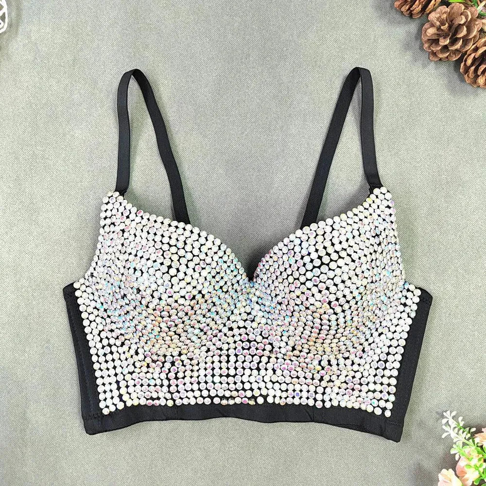 GR | Sexy V-neck bustier-style top with subtle diamonds