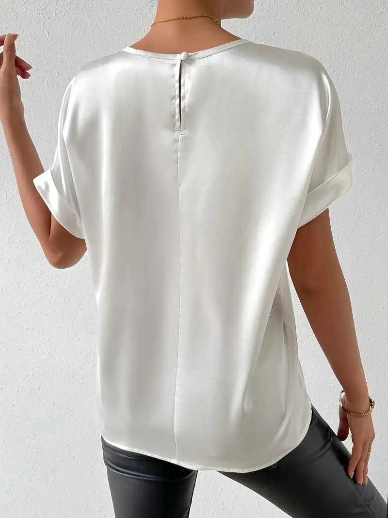 GR | Satin T-Shirt with Rolled-Up Sleeves for Women