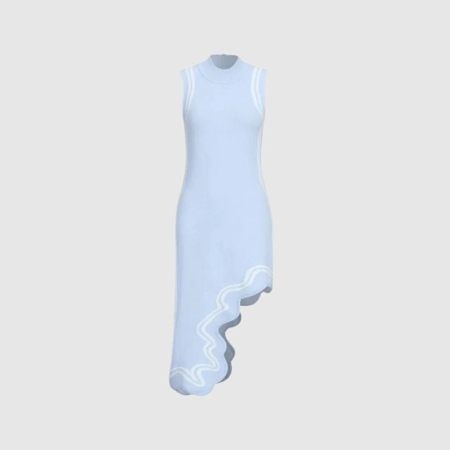 GR | Sleeveless dress with contrasting piping