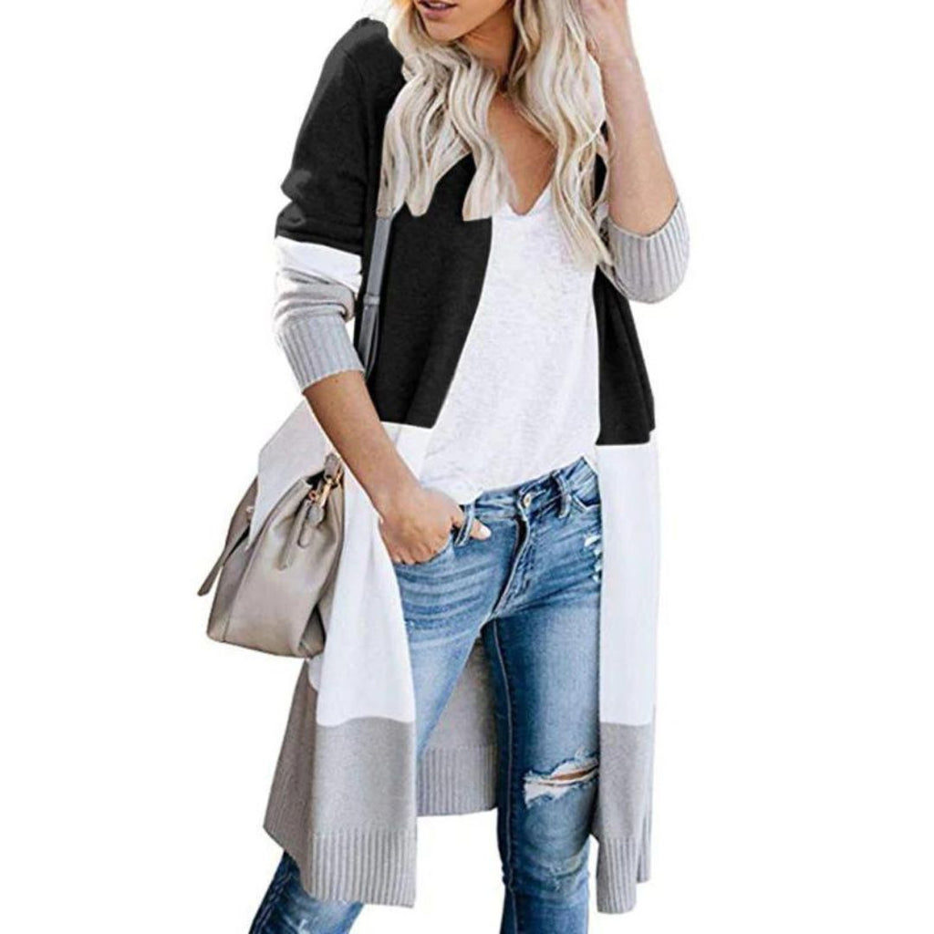 GR | Strickjacke mit Farbblock und offener Front