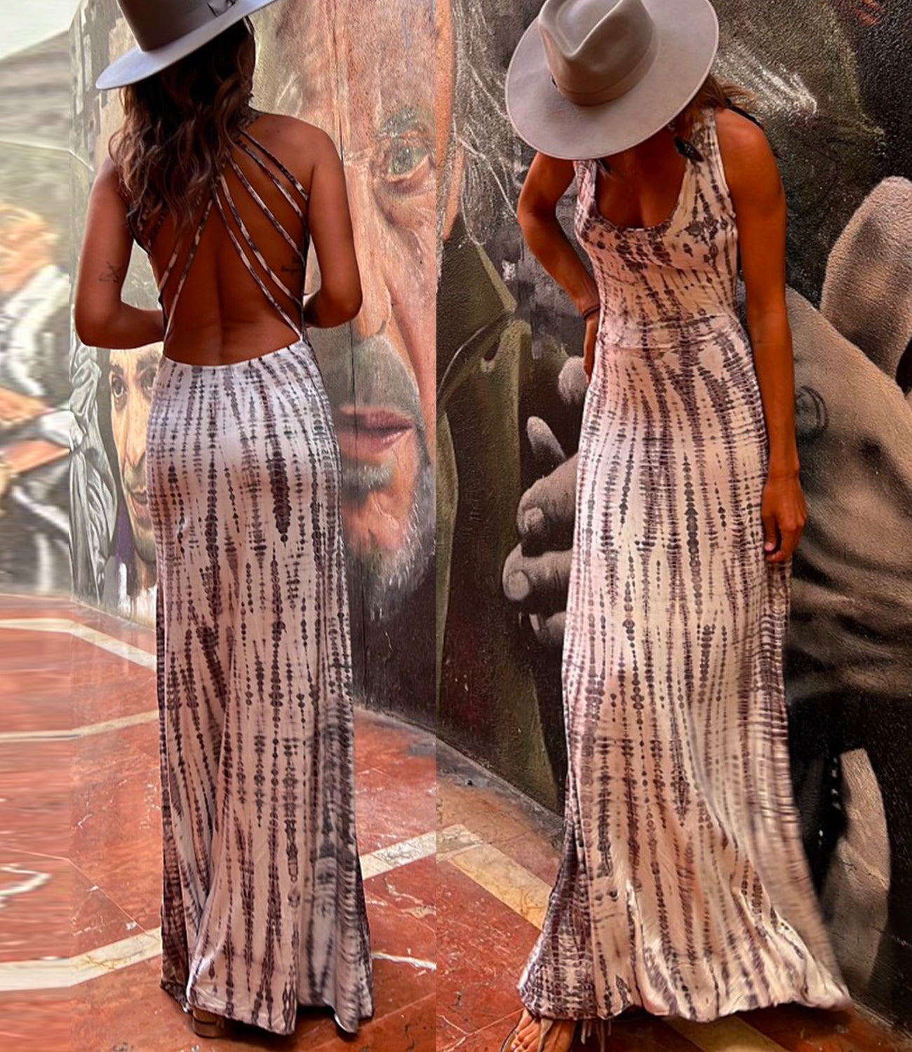 GR | Rosiedress Criss Cross Open Back Tie Dye Maxi Dress