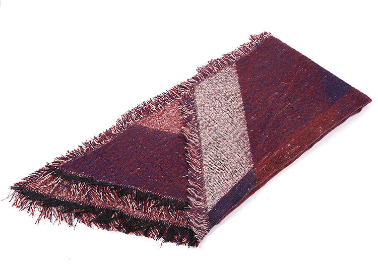 Damen Eleganter Fransen-Schal aus weichem Material mit geometrischem Muster GR