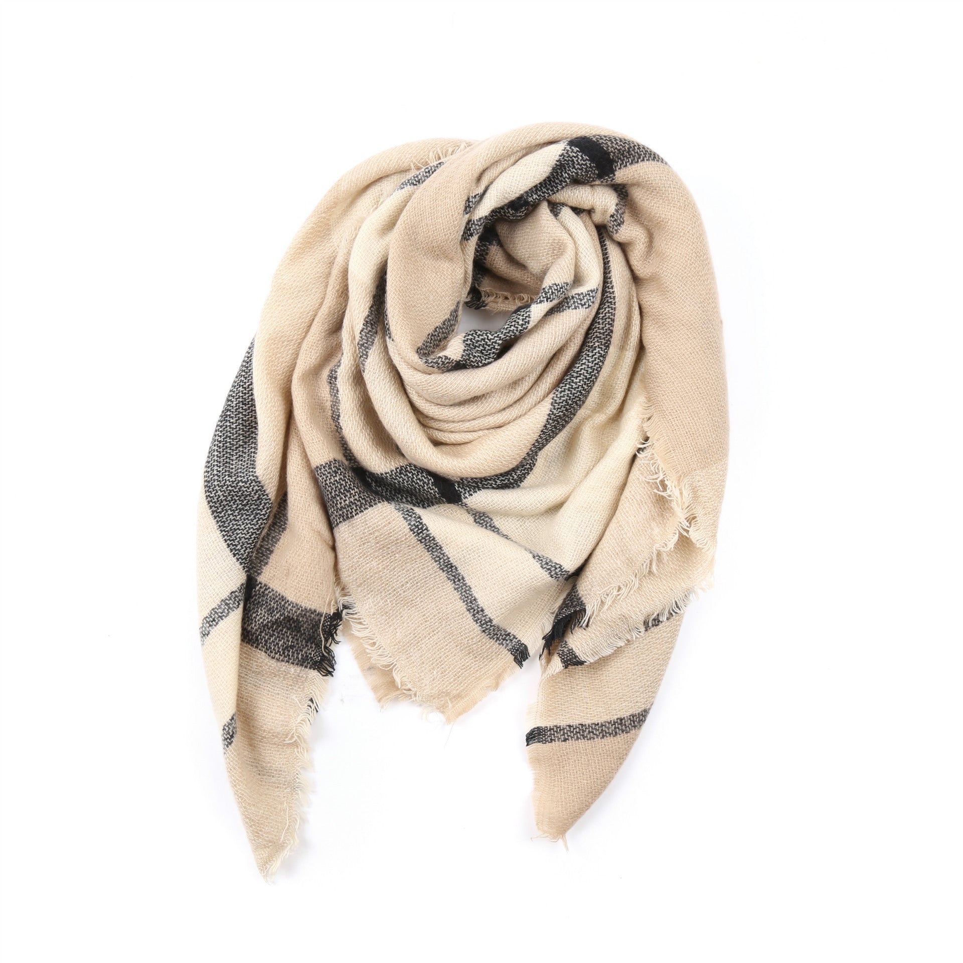 Damen Karierter Schal aus hochwertigem Material mit fransigen Kanten GR