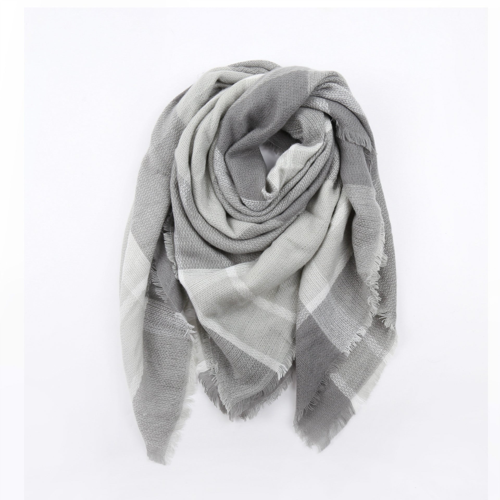 Damen Karierter Schal aus hochwertigem Material mit fransigen Kanten GR