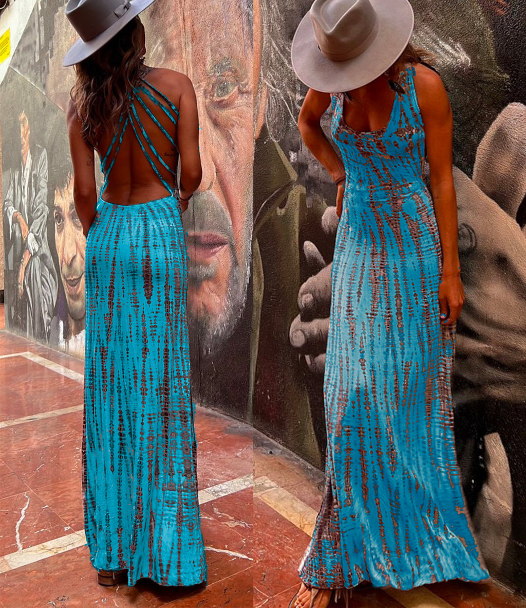 GR | Rosiedress Criss Cross Offene Rücken Bindung Färbung Maxi Kleid