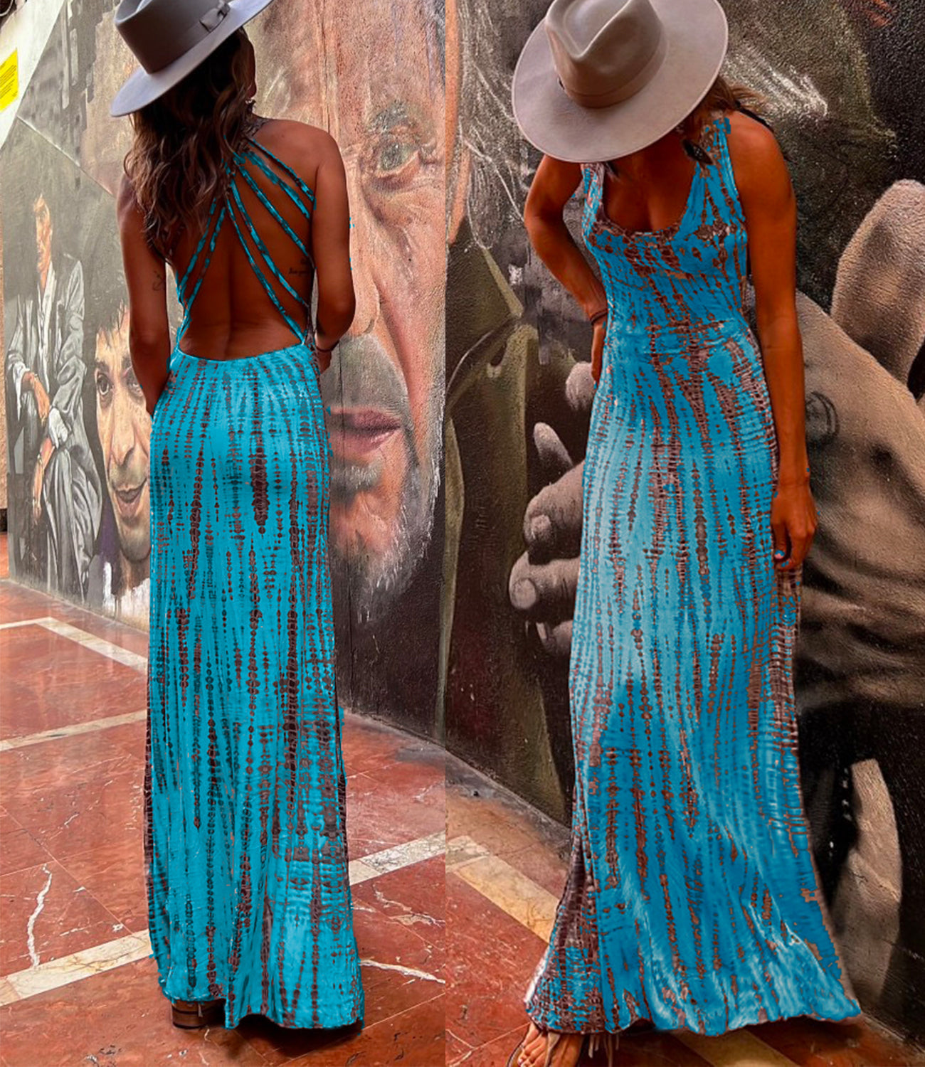 GR | Rosiedress Criss Cross Open Back Tie Dye Maxi Dress