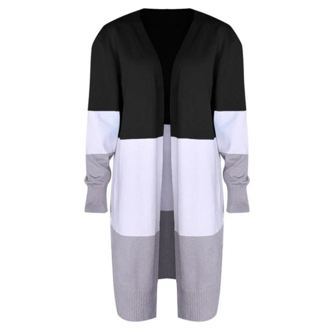 GR | Strickjacke mit Farbblock und offener Front