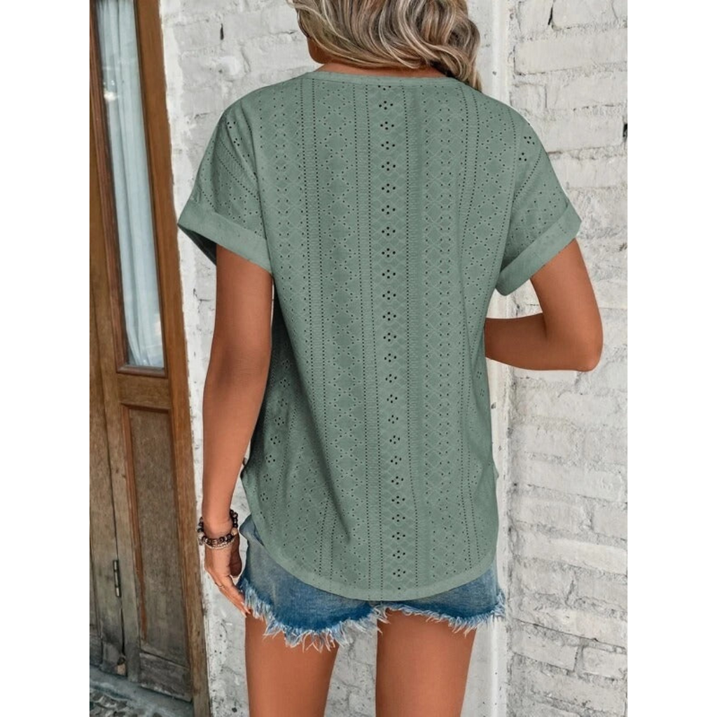 GR | Women's Top with Perforated Pattern