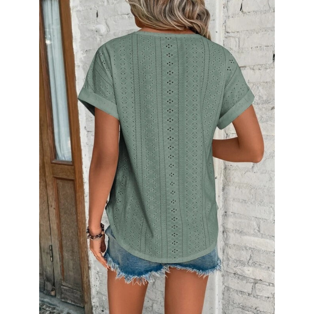 GR | Women's Top with Perforated Pattern