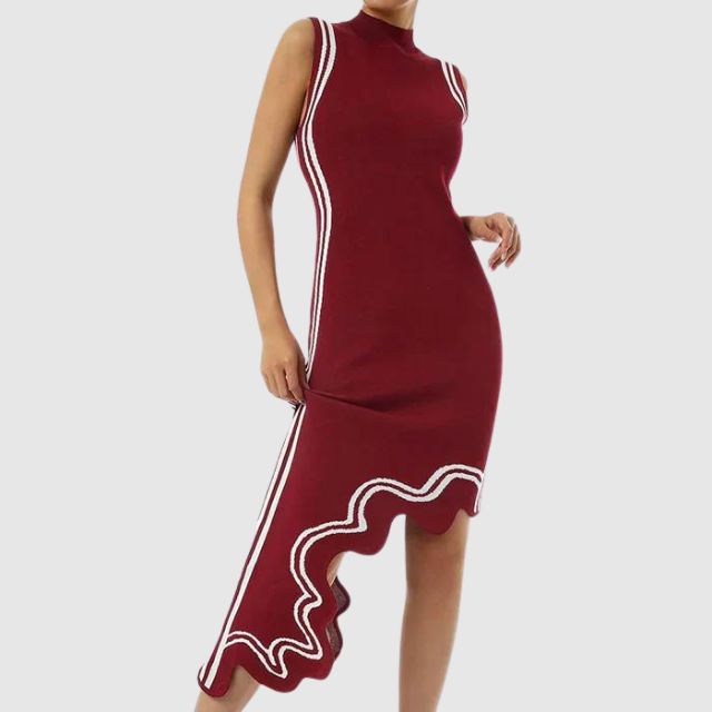 GR | Sleeveless dress with contrasting piping