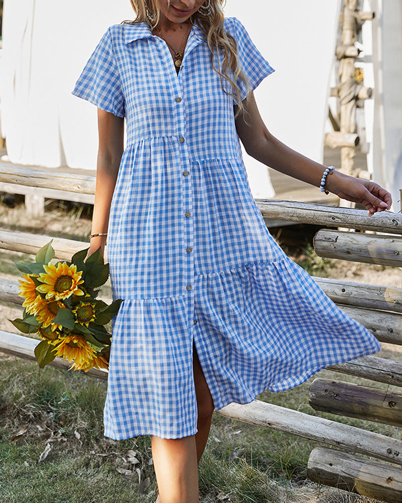 GR | Lässiges kariertes Hemdkleid