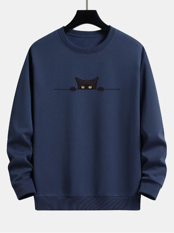 GR | Relax Fit Sweatshirt with Black Cat Print
