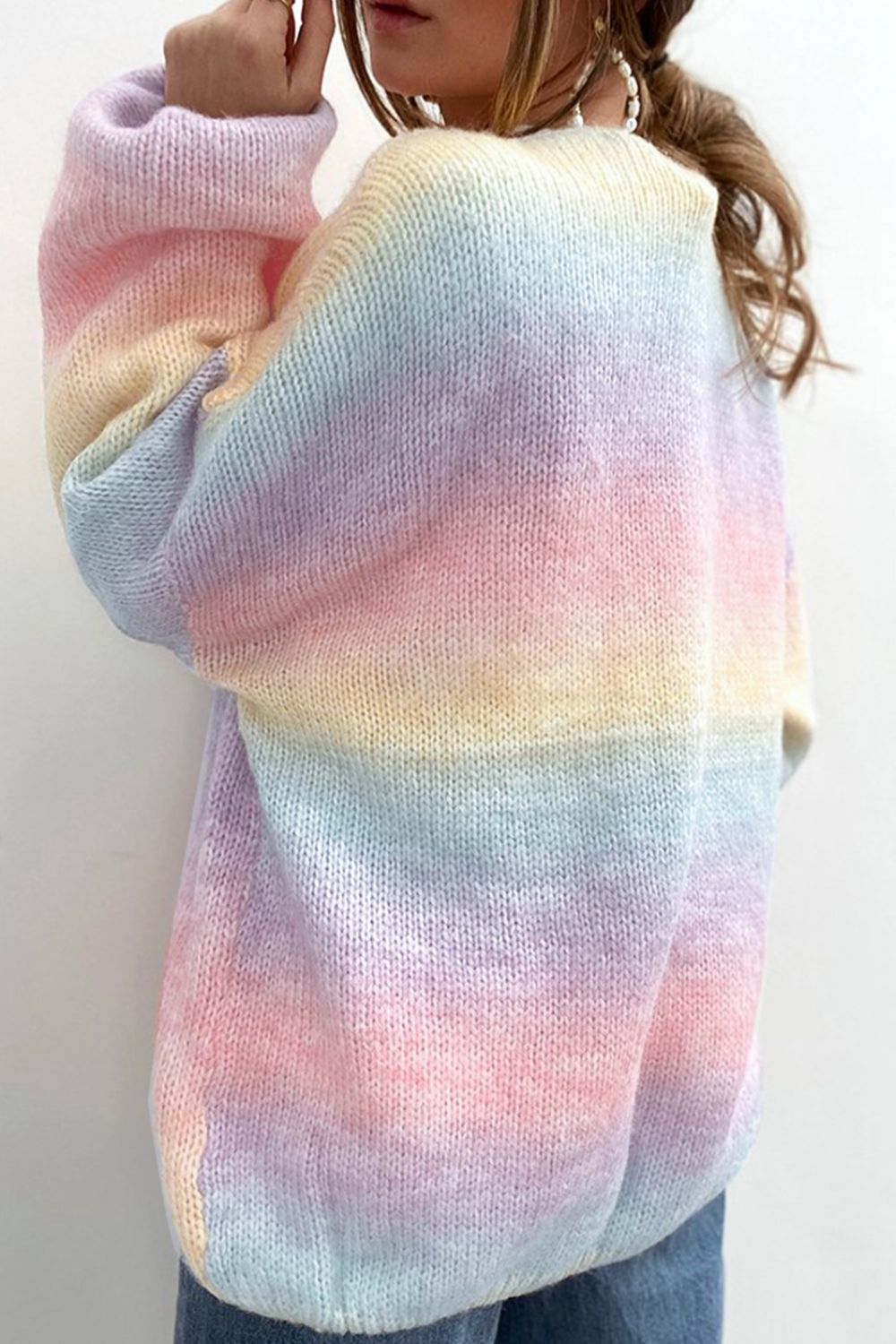 GR | Gradient Offene Vorderseite Fallendes Schulter Cardigan