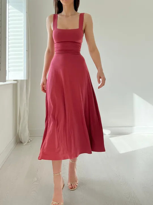 GR - Elegantes ärmelloses A-Linien-Midikleid – Zeitloser Chic | Fit-and-Flare Midikleid – Perfekt für jeden Anlass