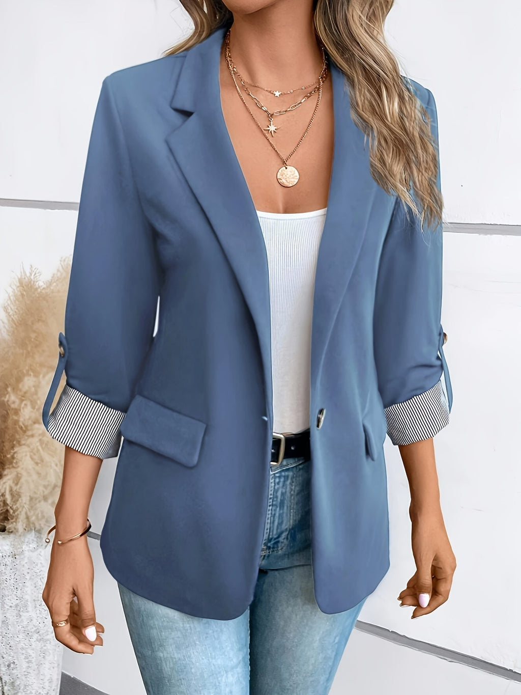GR | Elegant business long blazer with