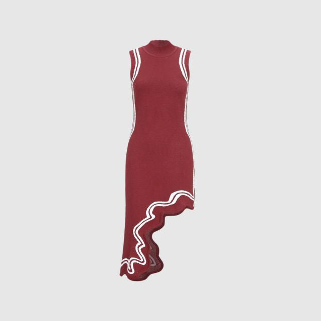 GR | Sleeveless dress with contrasting piping