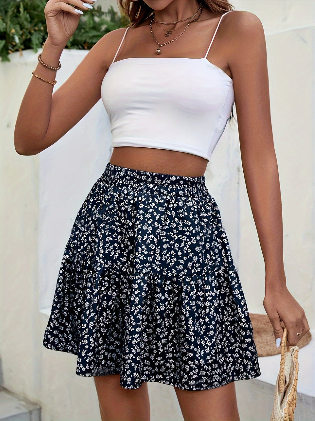 GR | Blumenprint Hohe Taille Minirock