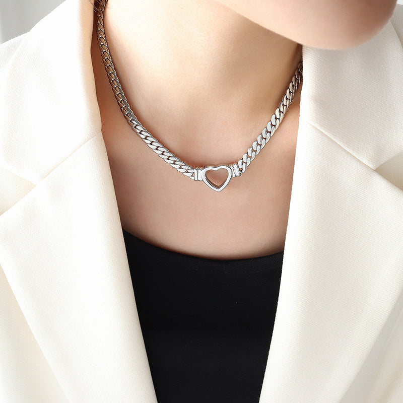 GR | Small Heart Necklace Titanium Steel Hole