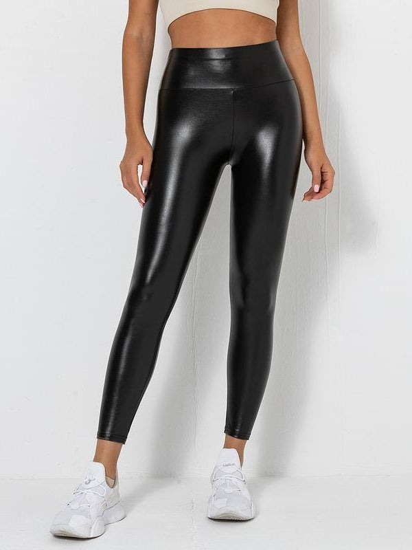 GR | Soft Damen Scrunch Bum PU hoch taillierte Leggings