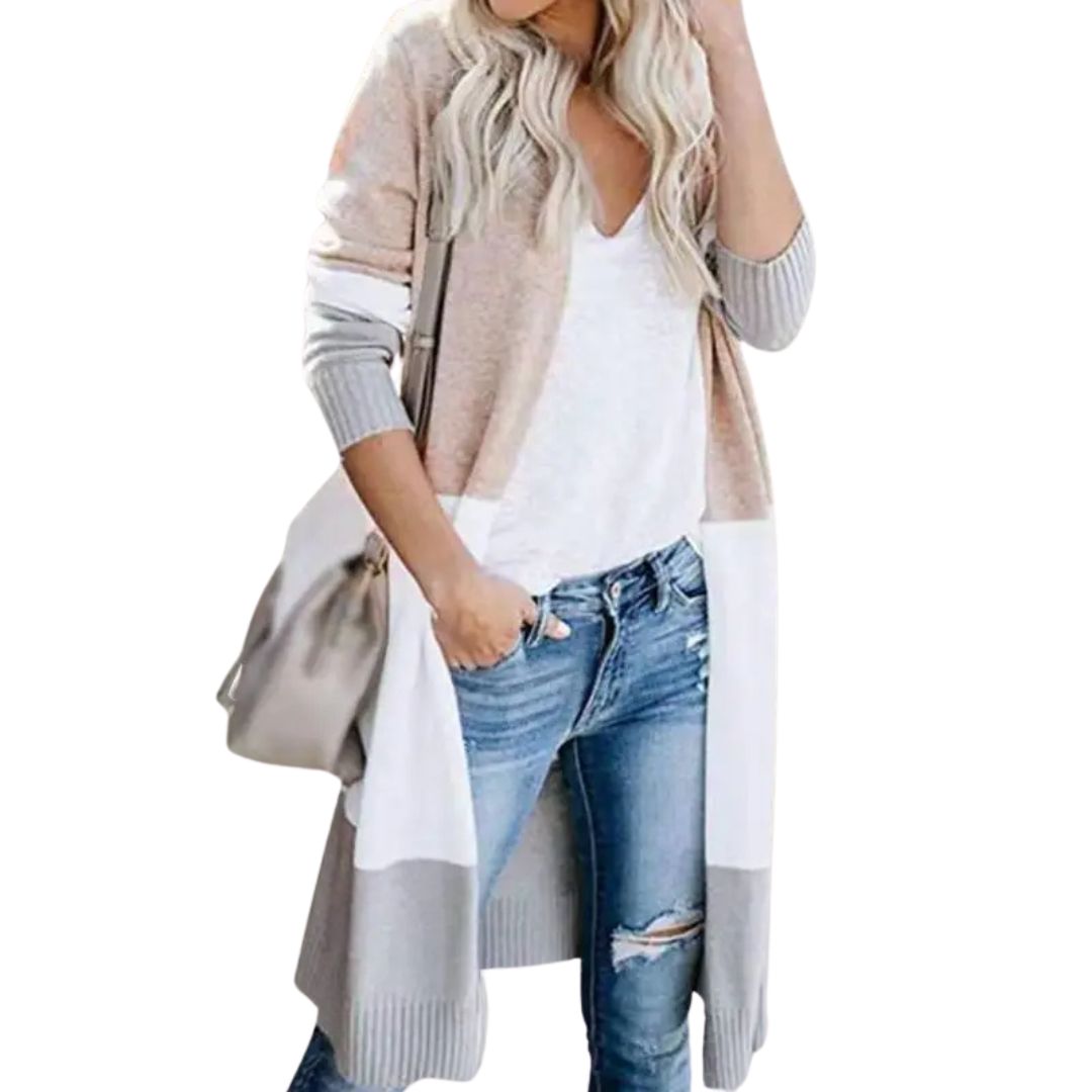 GR | Strickjacke mit Farbblock und offener Front