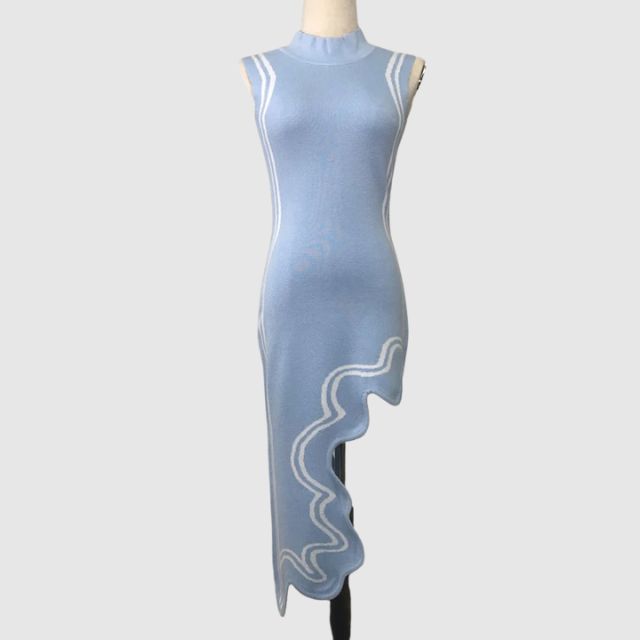 GR | Sleeveless dress with contrasting piping