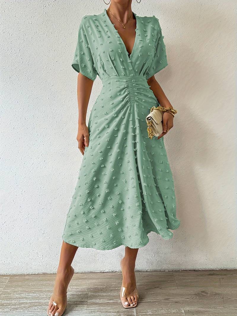 GR | Swiss Dot Rüsch Midi Kleid