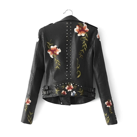 GR | Leather jacket with embroidery