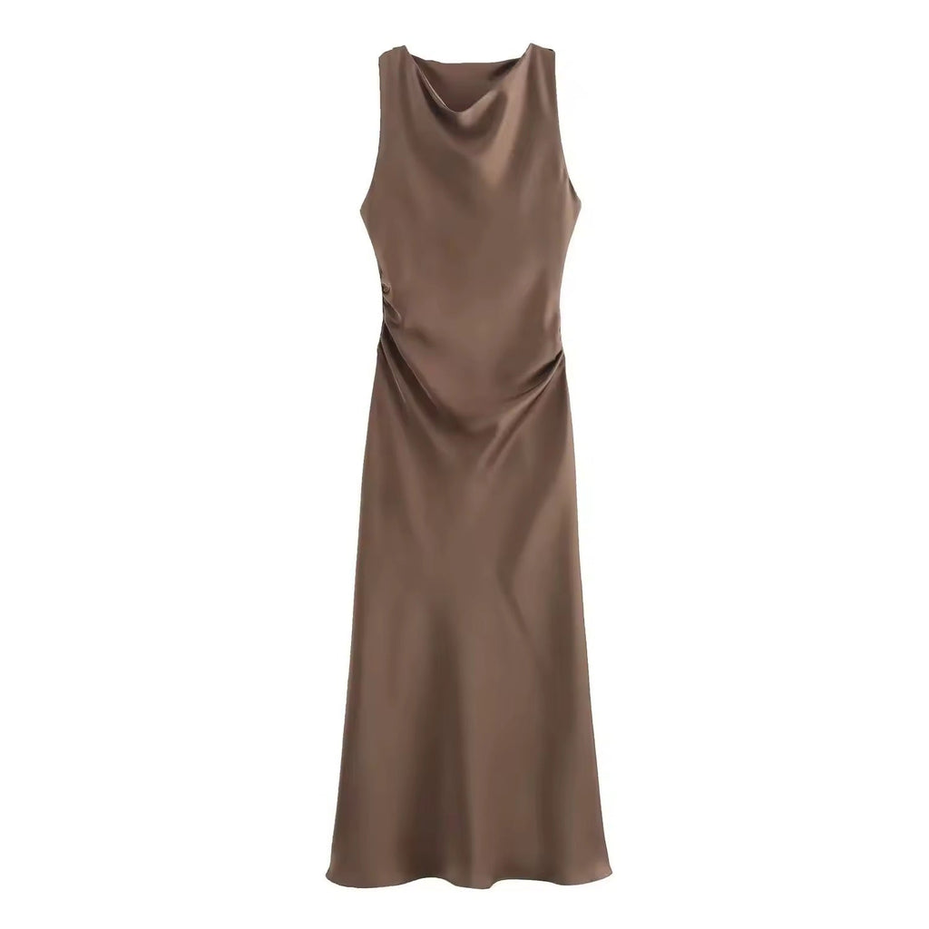GR | Satin Maxi Dress Elegant Draping