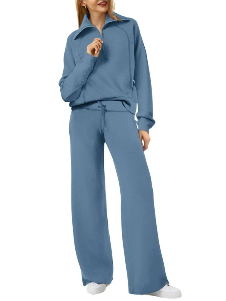 GR | Comfortable women's loungewear set with stand-up collar and drawstring, modern set