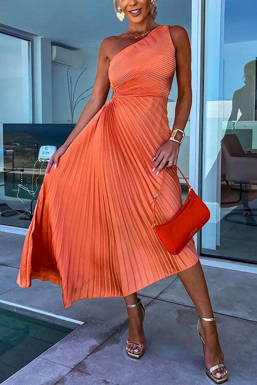 GR | Rosiedress Ein-Schulter Cut-Out Taille Unregelmäßig Plissiertes Abendkleid