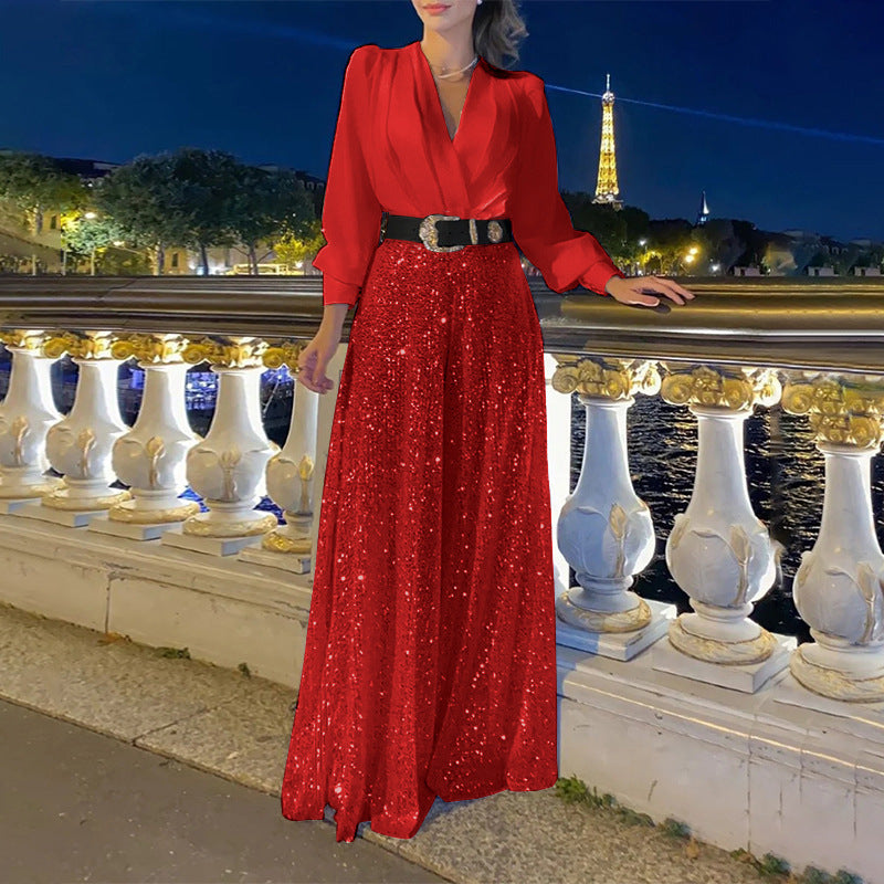 GR | Elegant cut - Wide-legged sequined jumpsuit
