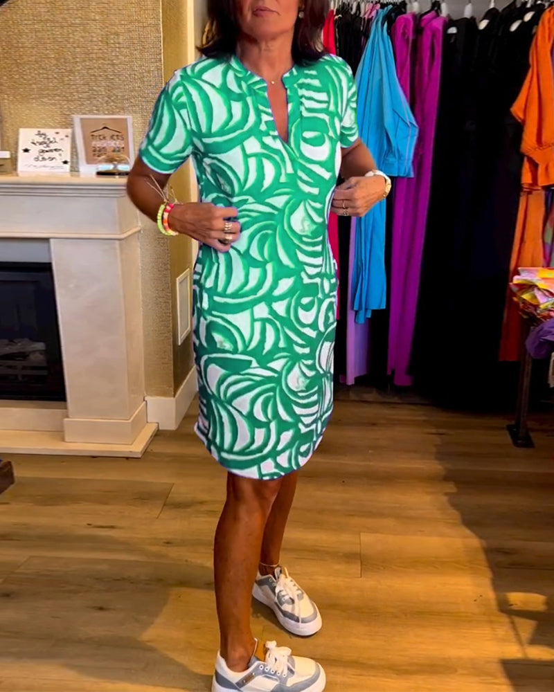 GR | Casual short-sleeved dress with print