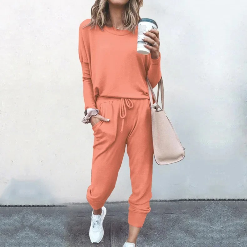 GR | Women's Loungewear Set, Comfortable Two-Piece with Drawstring and Long-Sleeved Shirt