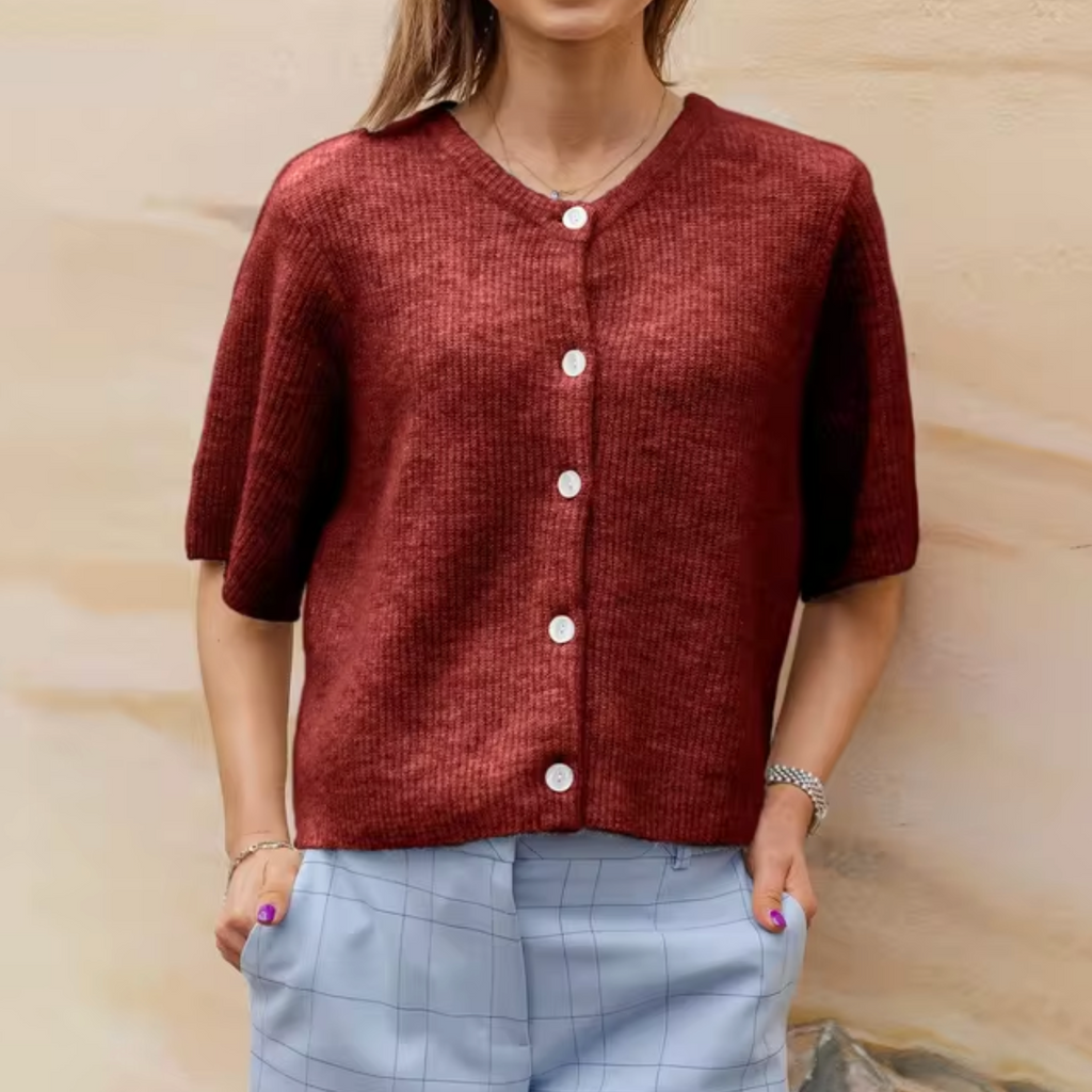 GR | Short Knit Cardigan with Buttons for Women