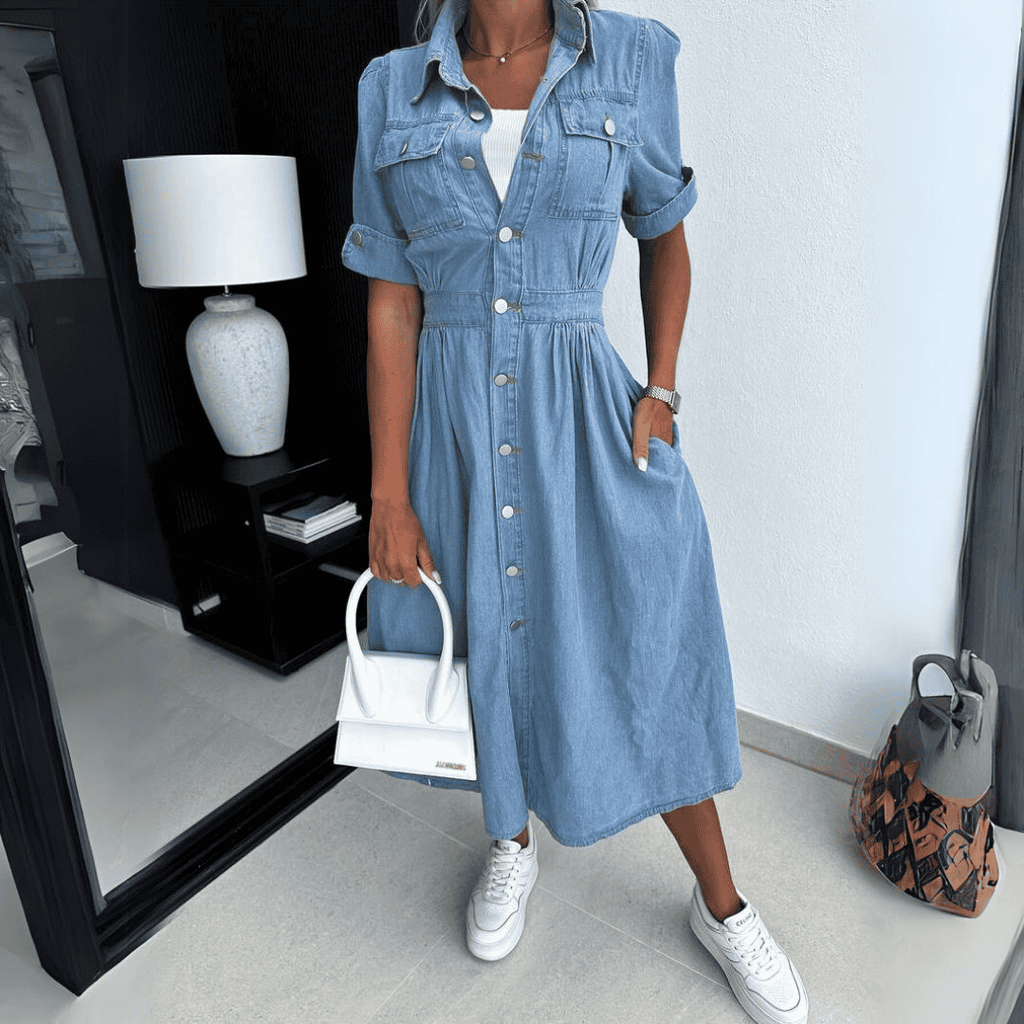 GR | Stylische Denim Midi Kleid