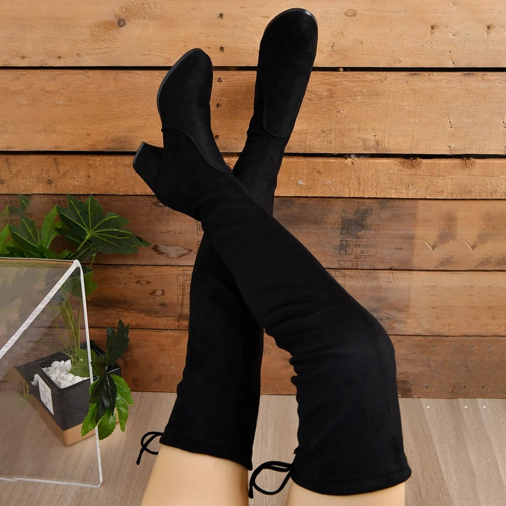 GR | Over-the-knee boots, women's boots, lace-up closure, comfortable fit