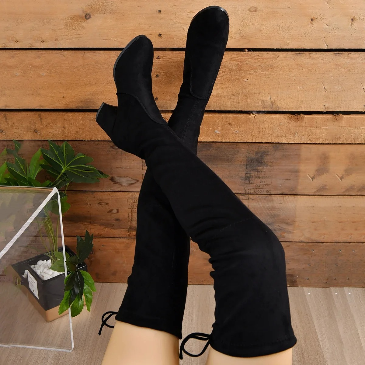 GR | Over-the-knee boots, women's boots, lace-up closure, comfortable fit