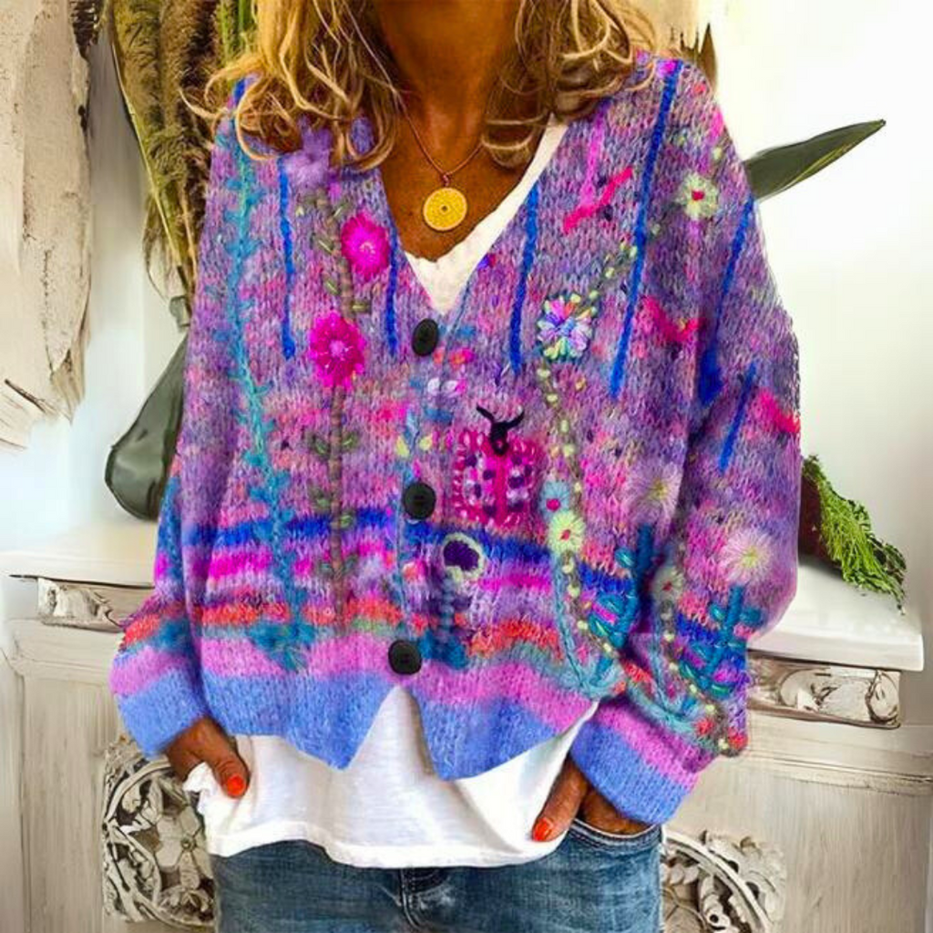 GR | Luxuriöse bedruckte Strickjacke