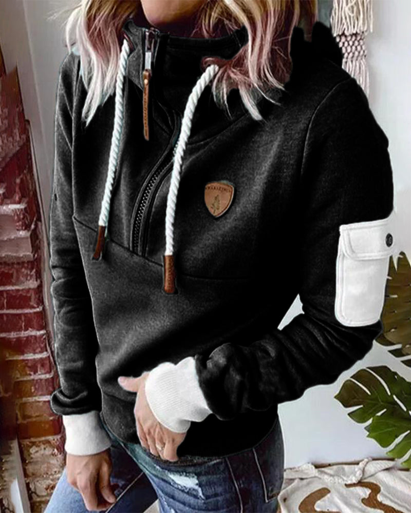 GR | Casual sweatshirt with half zipper