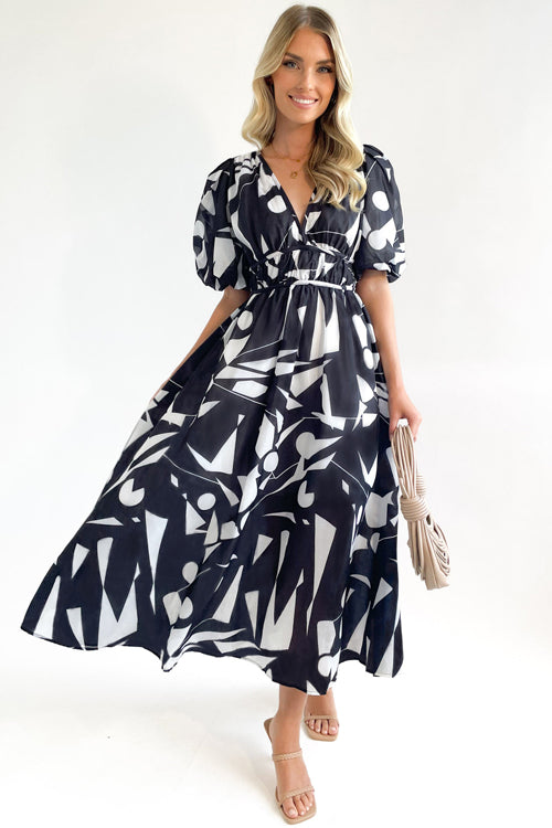 GR | Real Love Print Puff Sleeve Maxi Dress