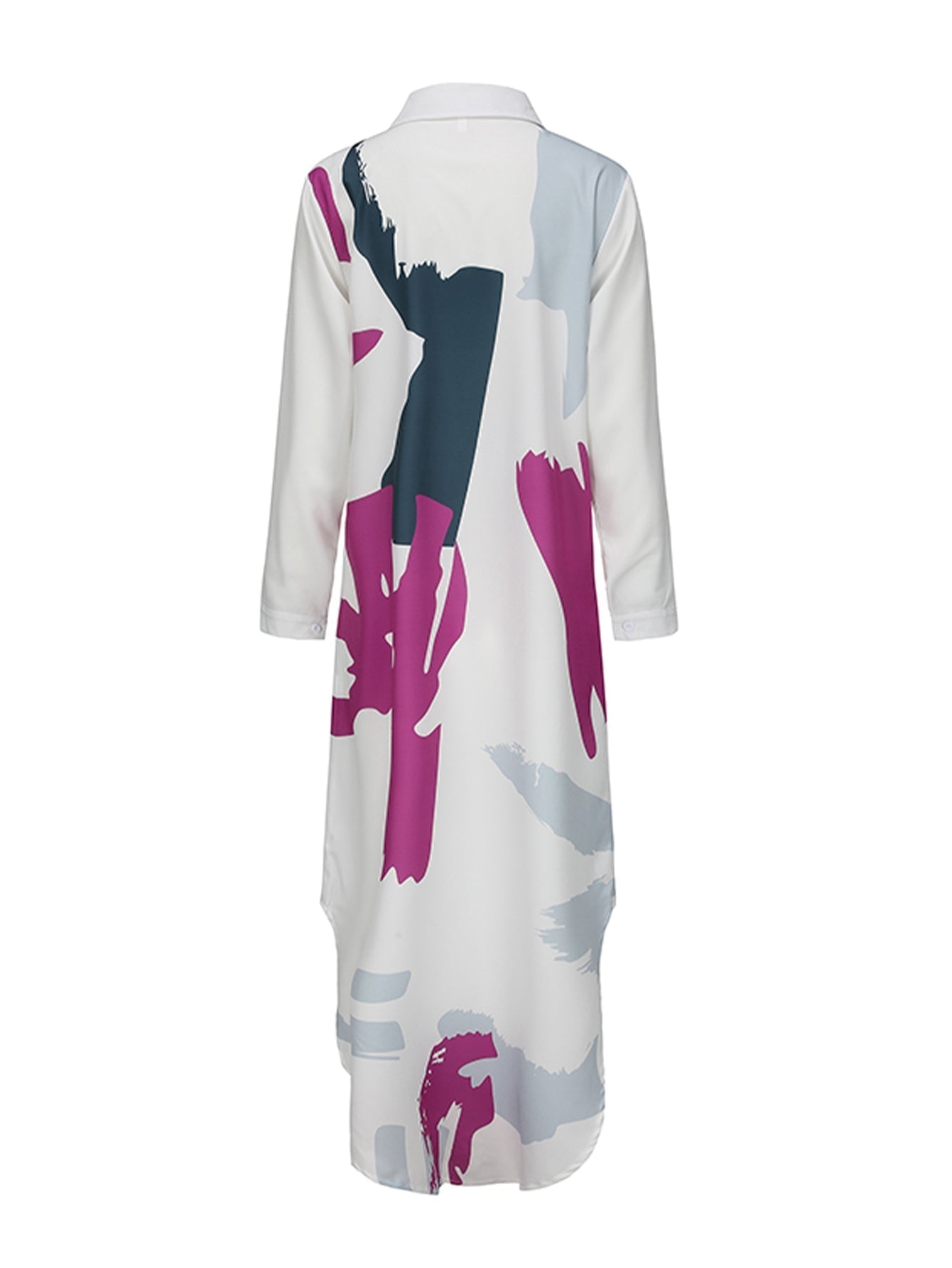 GR | Langarm Hemdkragen Kleid mit Muster in Lila