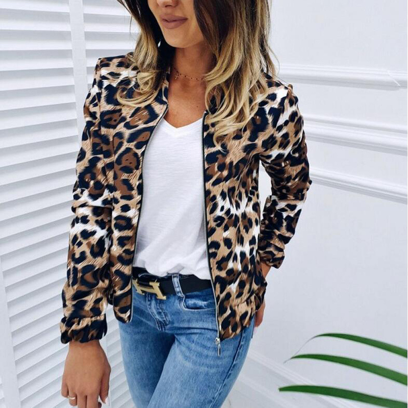 Bomber jacket with animal print and comfortable fit