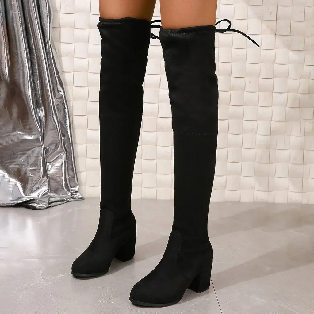 GR | Over-the-knee boots, flat heel, stretch fabric, casual design
