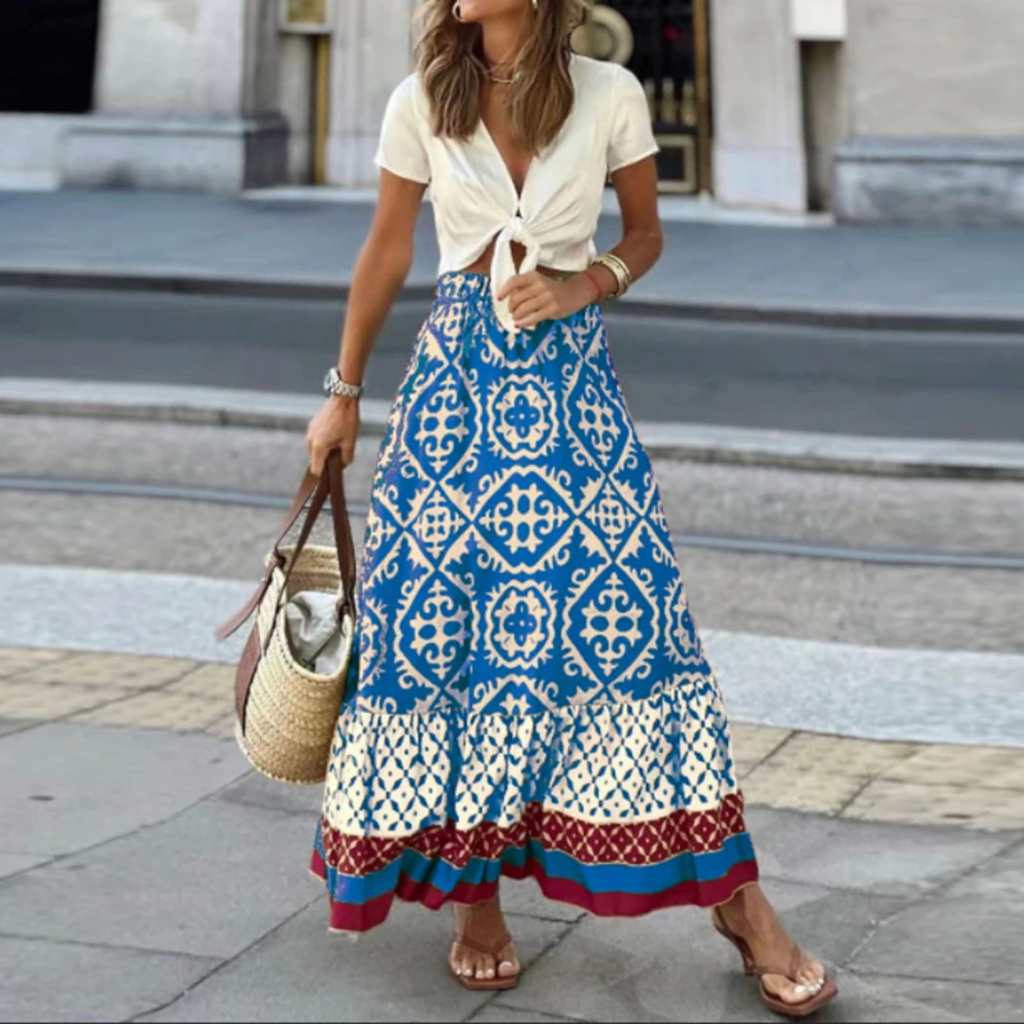 GR | Trendiger High Waist Rock Mit Geometrischem Muster