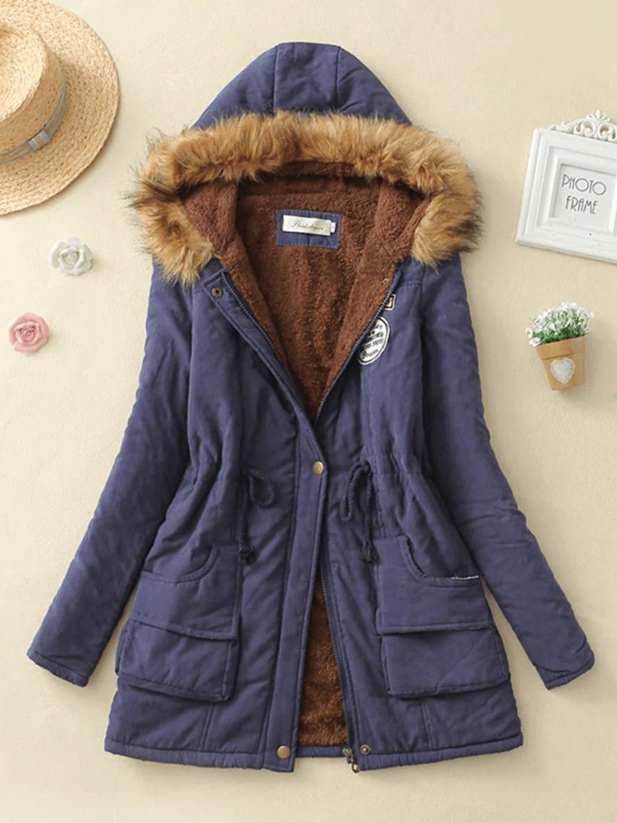 GR | Women's parka in mid-length style with zipper